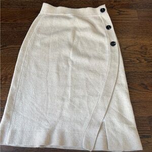 Reiss Cream Button-Accent Pencil Skirt
